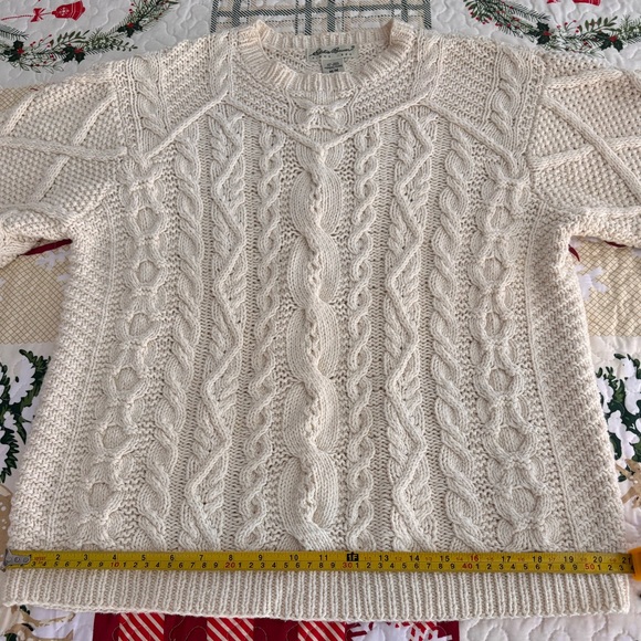 Eddie Bauer Beige 100% Cotton Cable Knit Sweater Women’s Size Medium - Picture 10 of 10